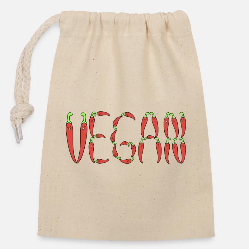 Veganer Chili - Verschließbarer Geschenkbeutel aus Baumwolle (14x20cm) - Natur