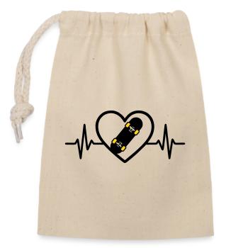Skateboard Coeur Sport Passion Urbaine - Sac cadeau en coton avec cordon (14 x 20 cm) - nature - Devant