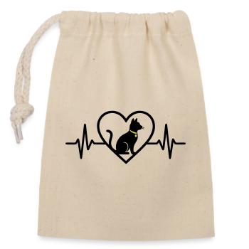 Chat Coeur Silhouette Mignon Cadeau d’Amoureux des Animaux - Sac cadeau en coton avec cordon (14 x 20 cm) - nature - Devant