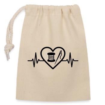 Coeur + Couture – Passion Couture - Sac cadeau en coton avec cordon (14 x 20 cm) - nature - Devant