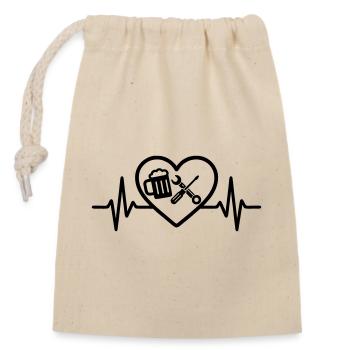 Heart Beer DIY Humor - Closable cotton gift bag (14x20cm) - nature - Front
