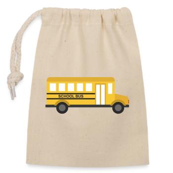 School bus - Closable cotton gift bag (14x20cm) - nature - Front