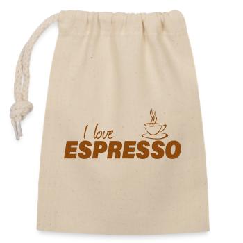 I LOVE ESPRESSO - Verschließbarer Geschenkbeutel aus Baumwolle (14x20cm) - Natur - Vorne