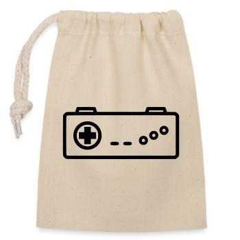 Retro Gamepad Outline Icon - Closable cotton gift bag (14x20cm) - nature - Front