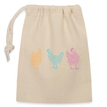 Chicken Fans - Rooster - Rooster - Flower Chicken - Organic - Closable cotton gift bag (14x20cm) - nature - Front