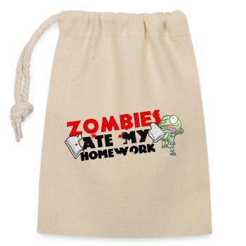 Zombies Ate My Homework – Hausaufgaben Horror - Verschließbarer Geschenkbeutel aus Baumwolle (14x20cm) - Natur - Vorne