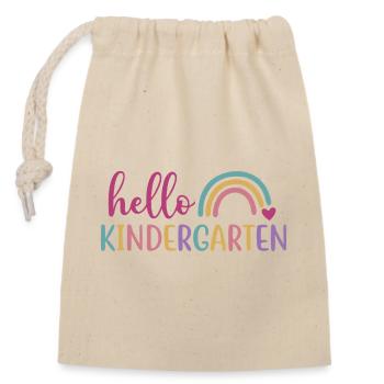 Hello Kindergarten - Back to School Design - Closable cotton gift bag (14x20cm) - nature - Front