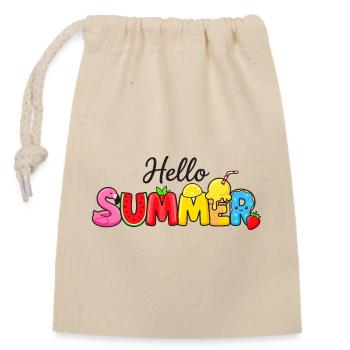 Hello Summer Obstbuchstaben - Verschließbarer Geschenkbeutel aus Baumwolle (14x20cm) - Natur - Vorne