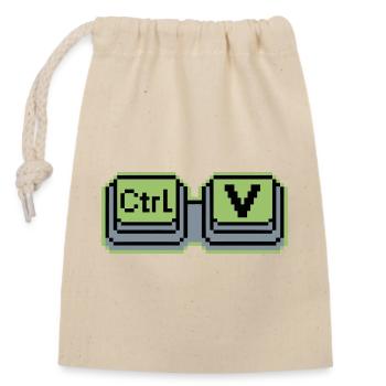 Ctrl C Ctrl V Parent Enfant Geek Famille Humour - Sac cadeau en coton avec cordon (14 x 20 cm) - nature - Devant