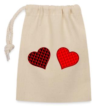 Geometric Heart Duo Red Black - Closable cotton gift bag (14x20cm) - nature - Front