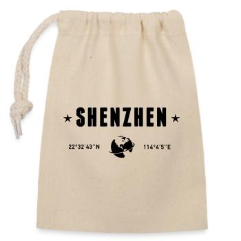 Shenzhen China Coordinates Planet Earth - Closable cotton gift bag (14x20cm) - nature - Front
