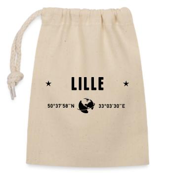 Lille Frankreich GPS-Koordinaten Globus - Verschließbarer Geschenkbeutel aus Baumwolle (14x20cm) - Natur - Vorne