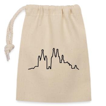 Kölner Skyline Kontur - Verschließbarer Geschenkbeutel aus Baumwolle (14x20cm) - Natur - Vorne
