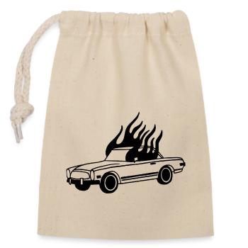 Car in flames - Classic car - Closable cotton gift bag (14x20cm) - nature - Front