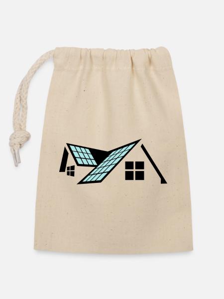 Haus mit Sonnenkollektoren - Verschließbarer Geschenkbeutel aus Baumwolle (14x20cm) - Natur