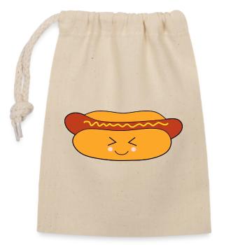 Hot dog Wurst - Verschließbarer Geschenkbeutel aus Baumwolle (14x20cm) - Natur - Vorne