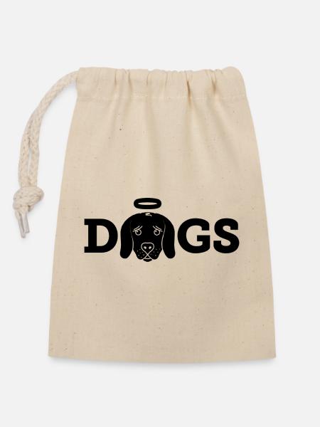 Holy Dogs (Full black) - Verschließbarer Geschenkbeutel aus Baumwolle (14x20cm) - Natur