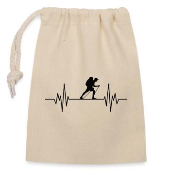 Hiking Hiking Hearbeat ECG - Closable cotton gift bag (14x20cm) - nature - Front
