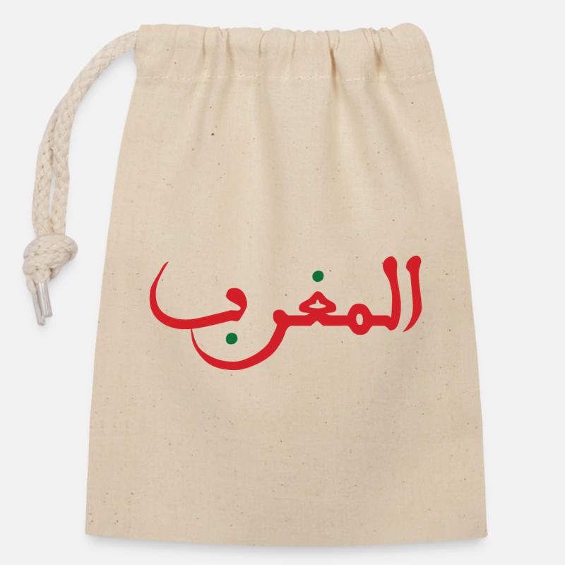 Morocco المغرب - Sac cadeau en coton avec cordon (14 x 20 cm) - nature