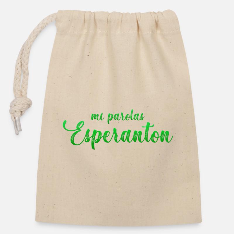My Esperanton's parolas - Closable cotton gift bag (14x20cm) - nature