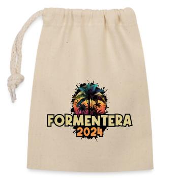 Formentera 2024 Urlaub Spruch - Verschließbarer Geschenkbeutel aus Baumwolle (14x20cm) - Natur - Vorne