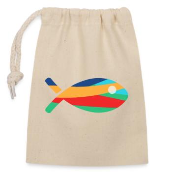 FISH - Closable cotton gift bag (14x20cm) - nature - Front