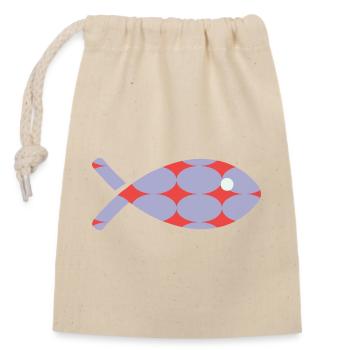 FISH - Closable cotton gift bag (14x20cm) - nature - Front