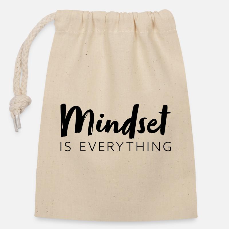 Mindset is everything - Verschließbarer Geschenkbeutel aus Baumwolle (14x20cm) - Natur