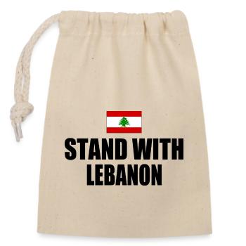 STAND WITH LEBANON - Verschließbarer Geschenkbeutel aus Baumwolle (14x20cm) - Natur - Vorne