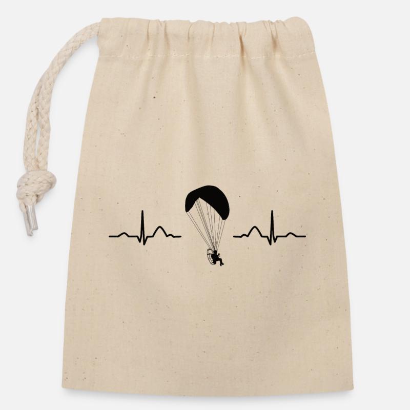Parapente motorisé Paramoteur Paramoteur - Sac cadeau en coton avec cordon (14 x 20 cm) - nature