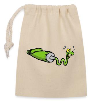 Green snake and gouache tube - Closable cotton gift bag (14x20cm) - nature - Front
