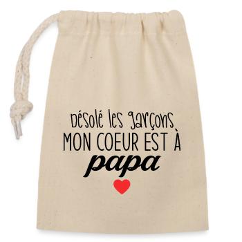 Design Mignon et Tendre pour Filles à Papa - Sac cadeau en coton avec cordon (14 x 20 cm) - nature - Devant