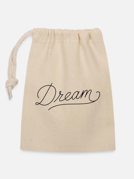 Dream - Verschließbarer Geschenkbeutel aus Baumwolle (14x20cm) - Natur