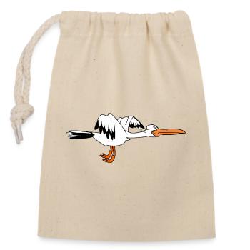 Happy Stork – Die Geburt steht bevor - Verschließbarer Geschenkbeutel aus Baumwolle (14x20cm) - Natur - Vorne