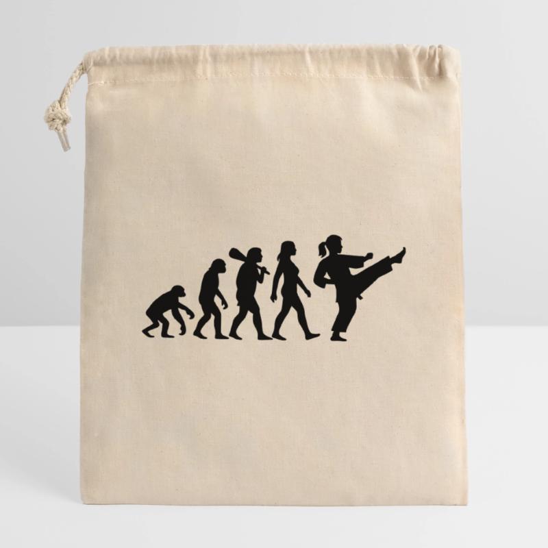 Karaté Évolution Sac cadeau en coton avec cordon (14 x 20 cm)
