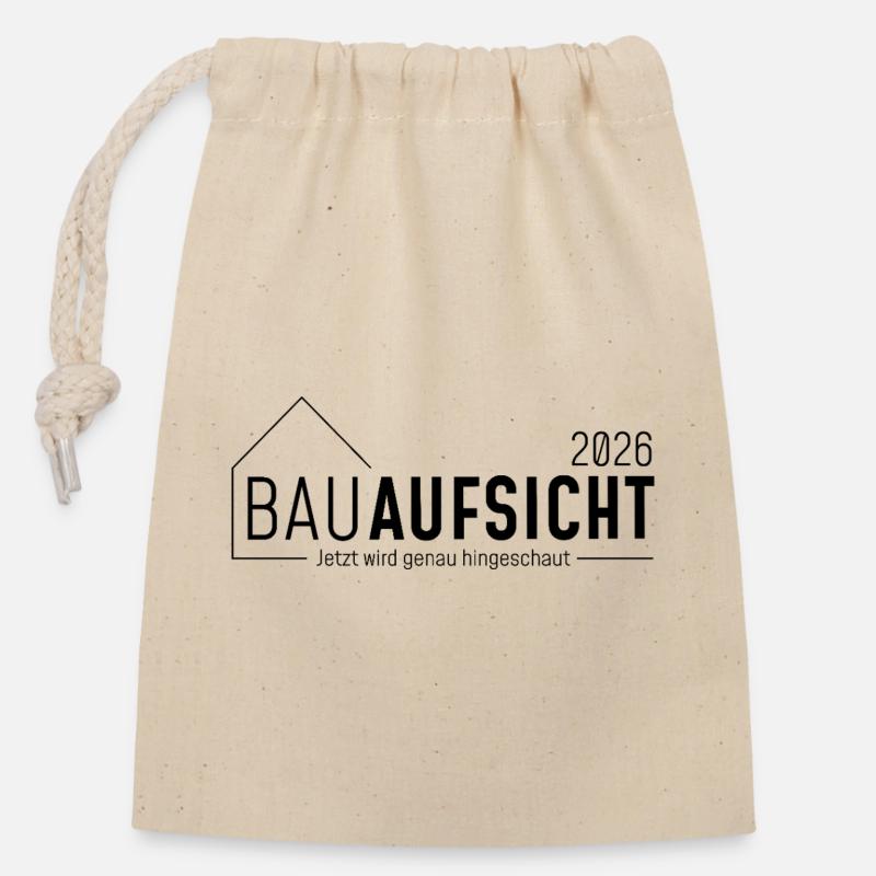 Building supervision - Now it's time to take a close look! - Closable cotton gift bag (14x20cm) - nature