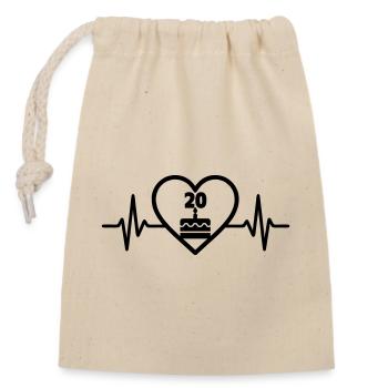 Coeur Anniversaire 20 ans Gâteau - Sac cadeau en coton avec cordon (14 x 20 cm) - nature - Devant