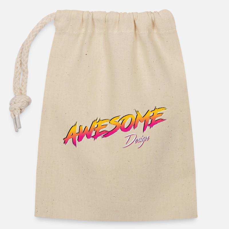 Logo Awesome Design - Sac cadeau en coton avec cordon (14 x 20 cm) - nature