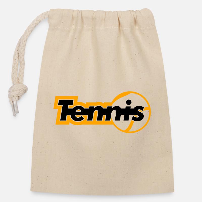 Tennis - Closable cotton gift bag (14x20cm) - nature