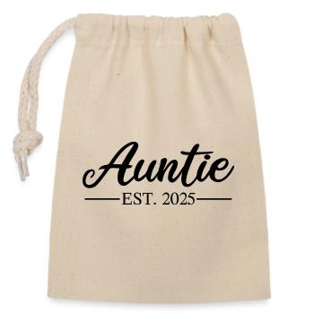 AUNTIE 2025 - Verschließbarer Geschenkbeutel aus Baumwolle (14x20cm) - Natur - Vorne