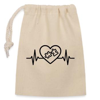 Heart Puzzle – Love for Logic Games - Closable cotton gift bag (14x20cm) - nature - Front