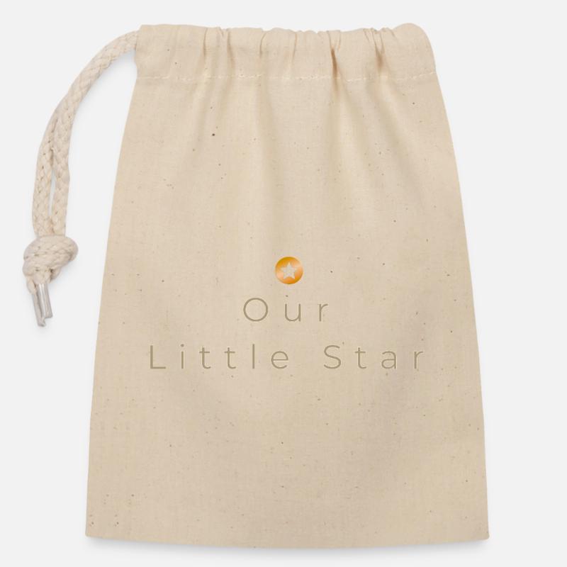 Notre Petite Étoile - Design minimaliste pour bébé - Sac cadeau en coton avec cordon (14 x 20 cm) - nature