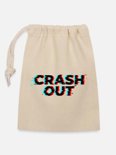 Crash Out – Glitch-Stil Schwarz Rot Cyan - Verschließbarer Geschenkbeutel aus Baumwolle (14x20cm) - Natur