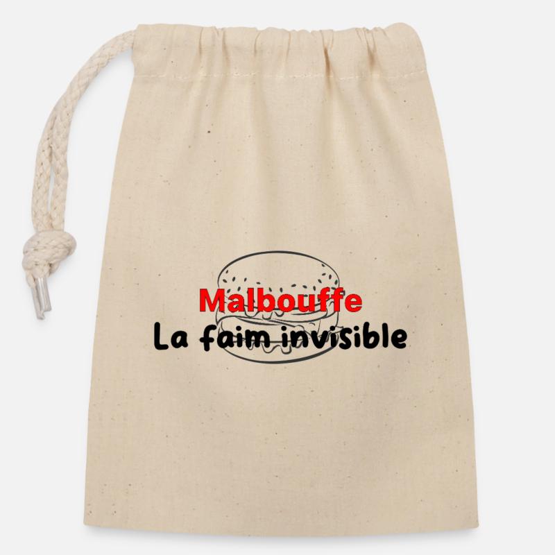 Malbouffe_la_faim_invisibMle - Closable cotton gift bag (14x20cm) - nature