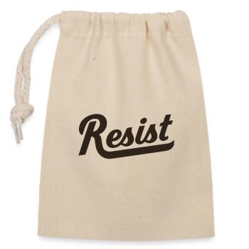 Resist lettering courageous protest - Closable cotton gift bag (14x20cm) - nature - Front