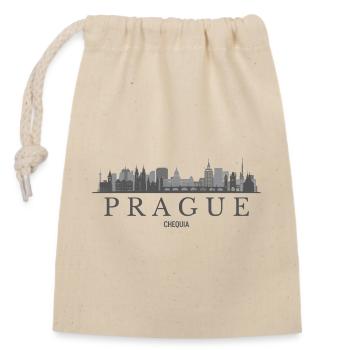 Silhouette de Prague, République tchèque de Prague - Sac cadeau en coton avec cordon (14 x 20 cm) - nature - Devant