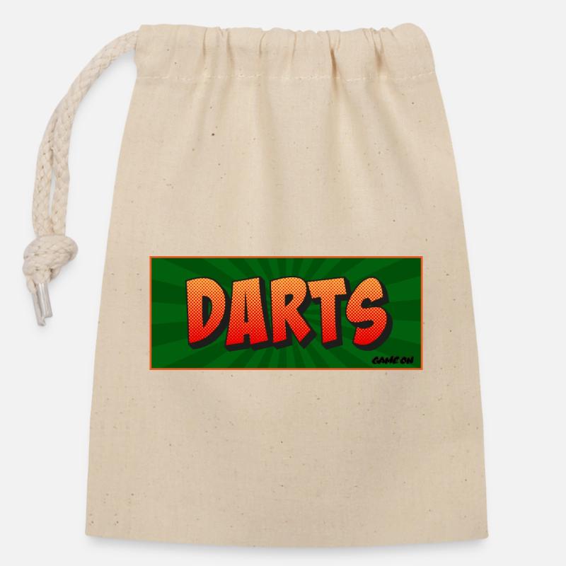Darts Comic Retro Spielmotiv - Verschließbarer Geschenkbeutel aus Baumwolle (14x20cm) - Natur