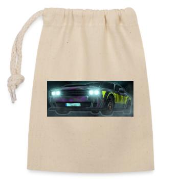Voiture à rayures néon à flash check - Sac cadeau en coton avec cordon (14 x 20 cm) - nature - Devant