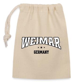 Weimar Schriftzug College Style Retro - Verschließbarer Geschenkbeutel aus Baumwolle (14x20cm) - Natur - Vorne