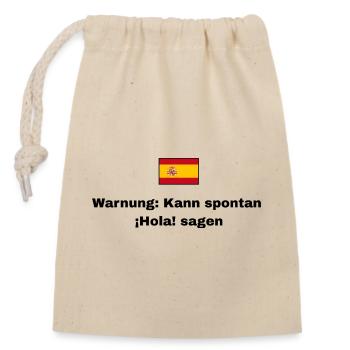 Spanien Flagge, Schwarze Schrift - Verschließbarer Geschenkbeutel aus Baumwolle (14x20cm) - Natur - Vorne